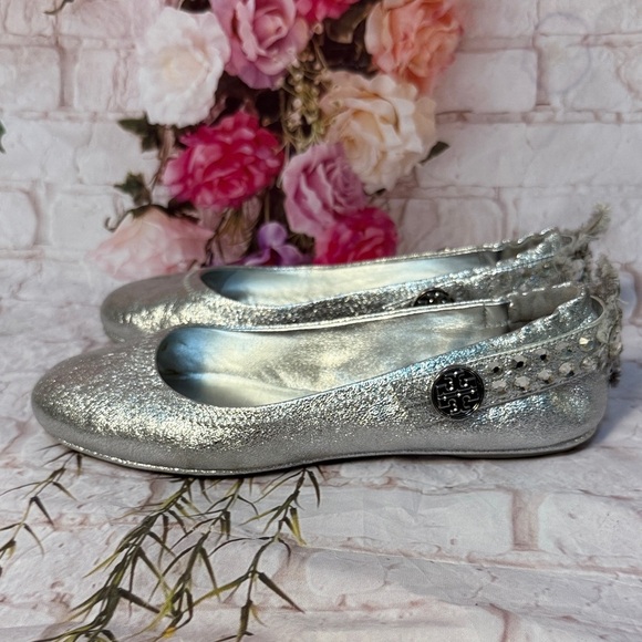 Tory Burch Adjustable Mary Jane Ballet Flats with Rhinestone Detail - Picture 3 of 13